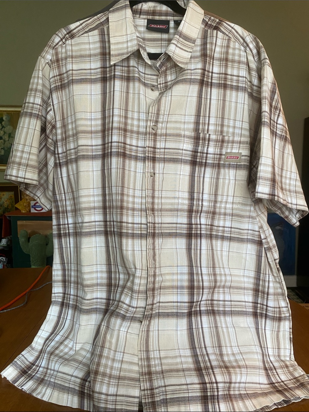 Dickies Men's Short Sleeve Plaid Work Shirt - Size XL 46-48